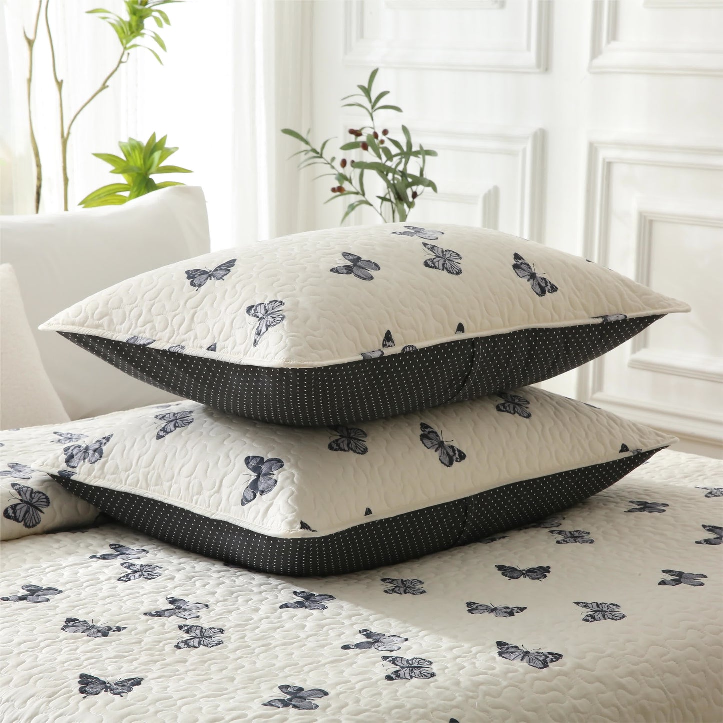 Elegant Buttefly Pure Cotton Quilted Bedding