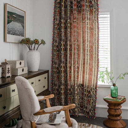 Multicolor Geometric Curtain Semi Blackout Drapes