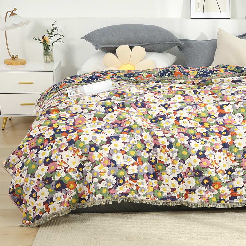 Ownkoti Rustic Flower Reversible Cotton Soft Quilt