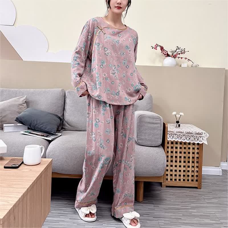 Plus-size Peony Cotton Pajama Set - image 0