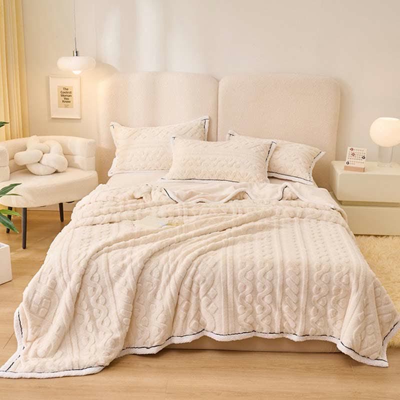 Solid Color Jacquard Soft Fleece Blanket