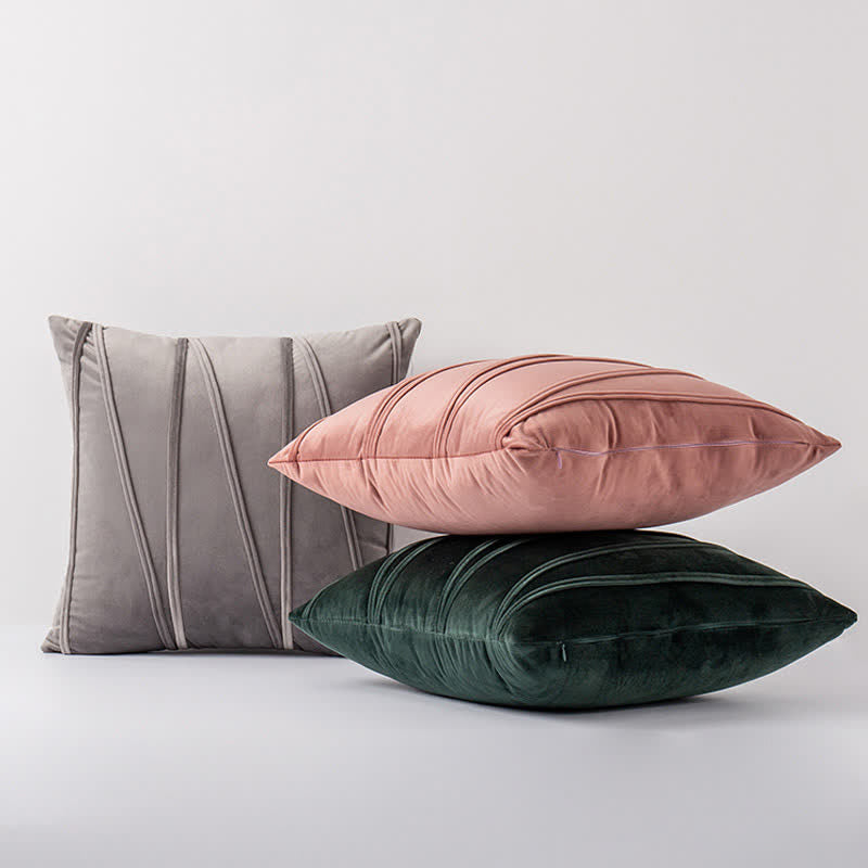 Stripe Pattern Soft Velvet Decorative Pillowcase - image 3