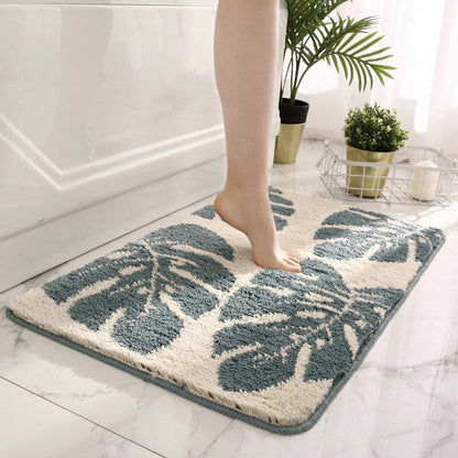 Ownkoti Leaves Print Anti-Slip Bathroom Rug