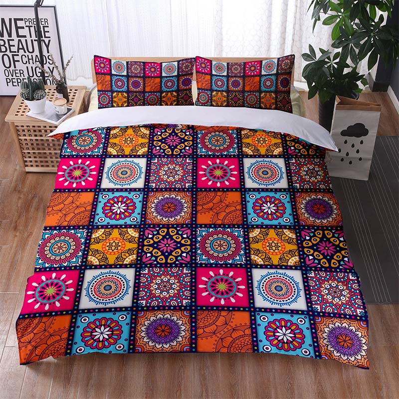 Patchwork Flower Duvet Cover with Pillow Sham