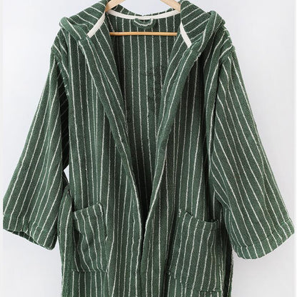 Pure Cotton Striped Hooded Cape Bathrobe