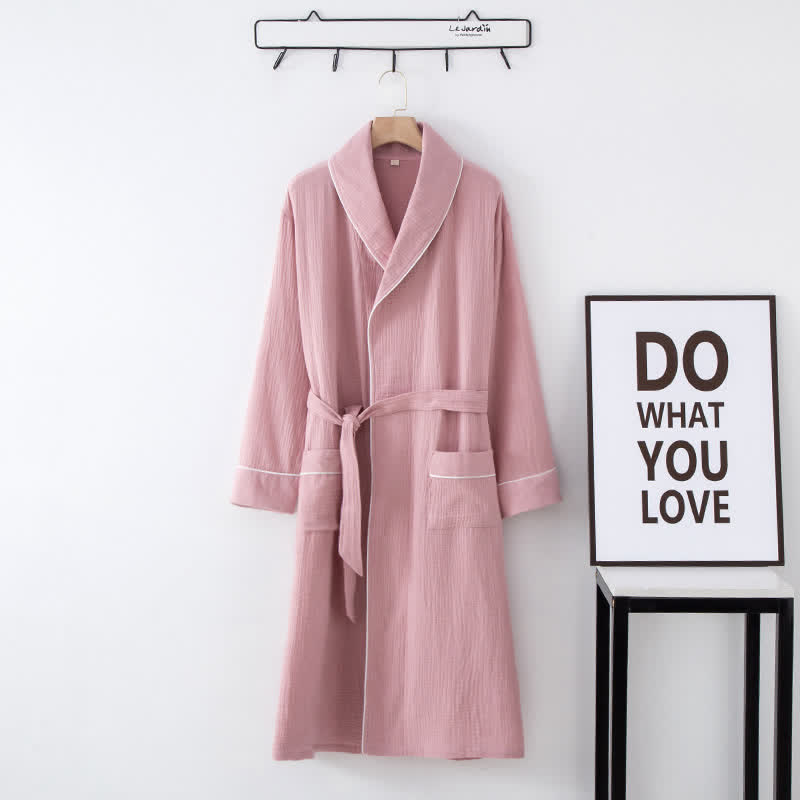 Solid Color Lapel Home Sleep Bathrobe