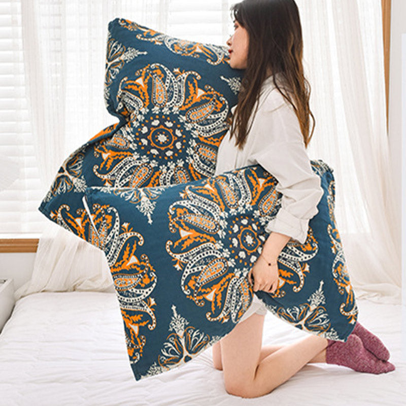 Ownkoti Bohemian Cotton Flower Pillow Towel (2PCS)