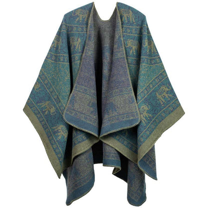 Jacquard Elephant Knitted Acrylic Shawl Wrap