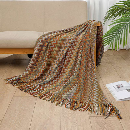 Ownkoti Cozy Colorful Striped Tassel Blanket