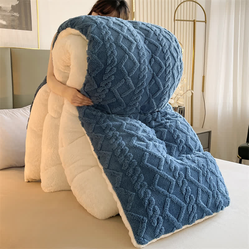 Jacquard Solid Color Comfy Fluffy Blanket