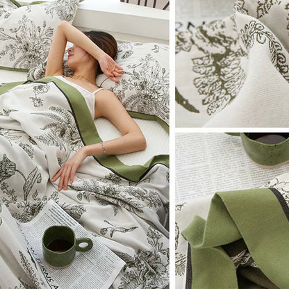 Pastoral Flower Leaf Cotton Reversible Quilt