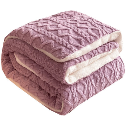 Jacquard Solid Color Comfy Fluffy Blanket