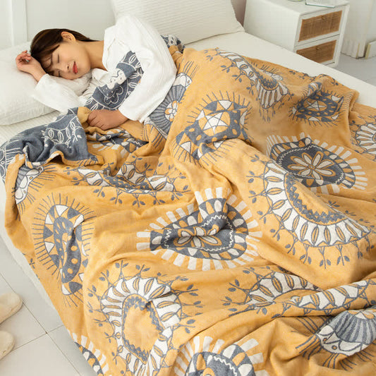 Floral Cotton Four-layer Gauze Towel Quilt