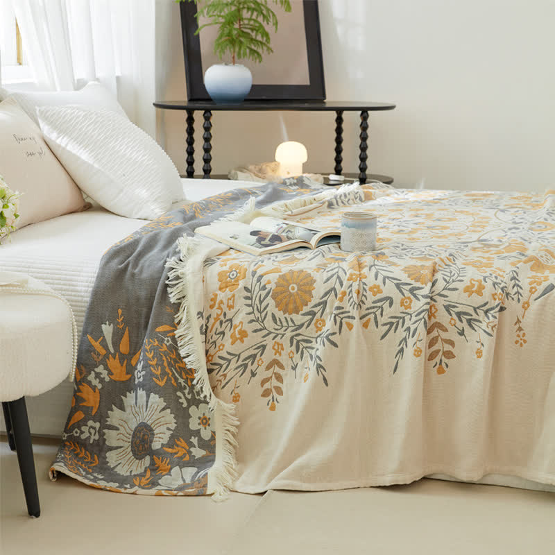 Double-sided Jacquard Floral Cotton Gauze Quilt