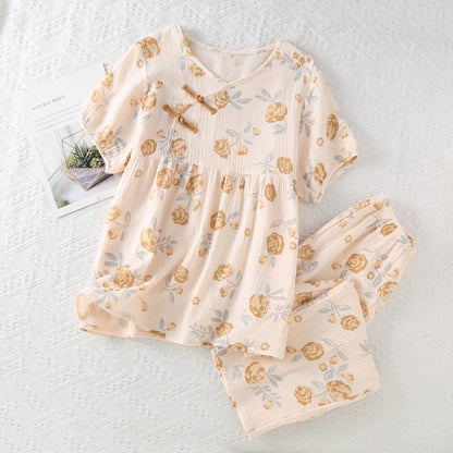 Rustic Rose Cotton Gauze Pajama Set