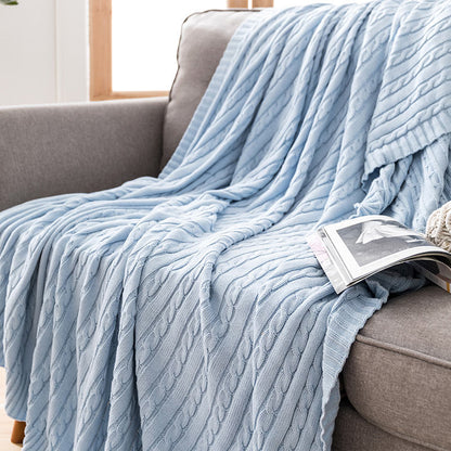 Ownkoti Solid Color Cotton Sofa Knit Blanket