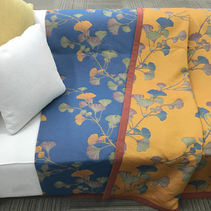 Ginkgo Leaf Jacquard Cotton Reversible Quilt