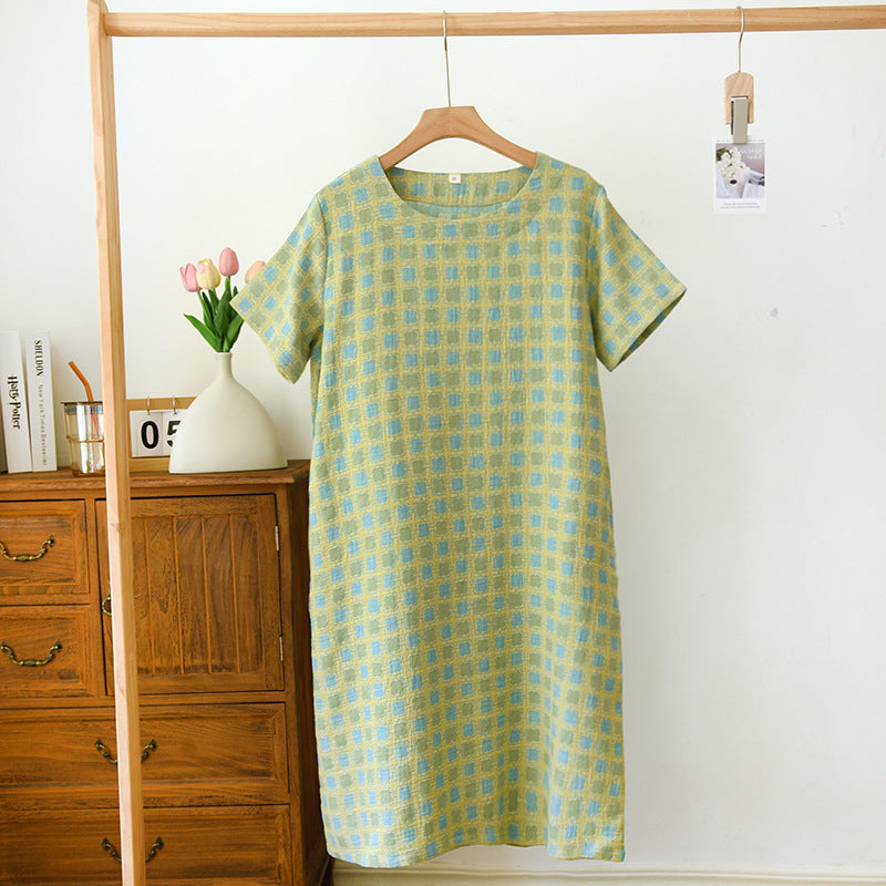 Pure Cotton Yarn-dyed Jacquard Nightdress