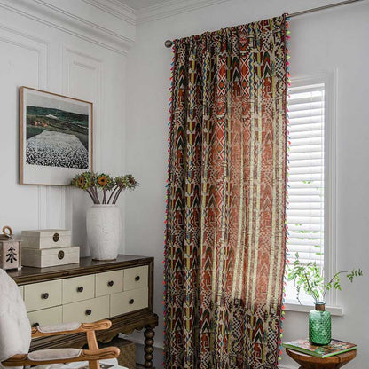 Multicolor Geometric Curtain Semi Blackout Drapes