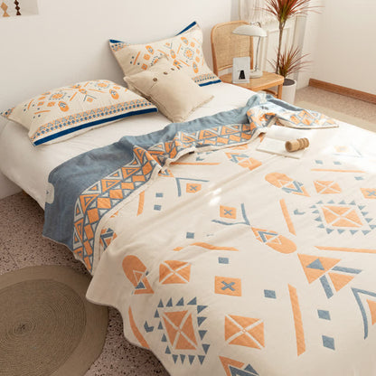 Cotton Gauze Bohemian Geometric Reversible Quilt