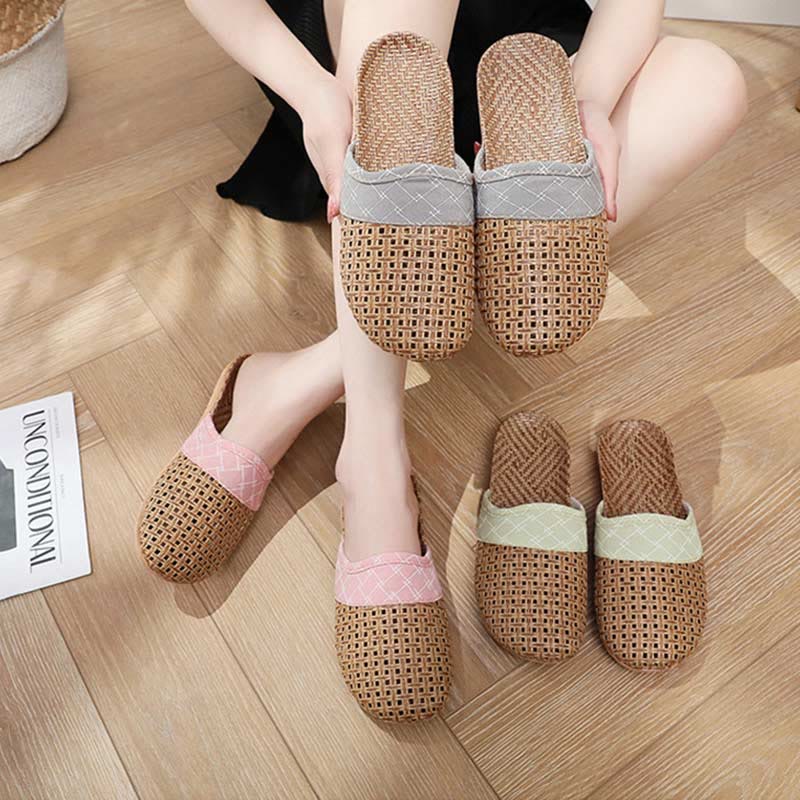 Modern Hollow-out Anti-slip Flax Slippers