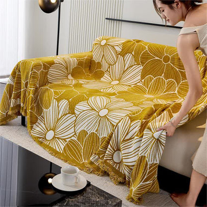 Chenille Jacquard Blooming Floral Sofa Protector