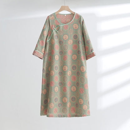 Elegant Floral Jacquard Cotton Nightdress