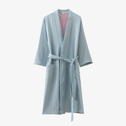 Yarn-dyed Double-layer Gauze Bathrobe Pajama