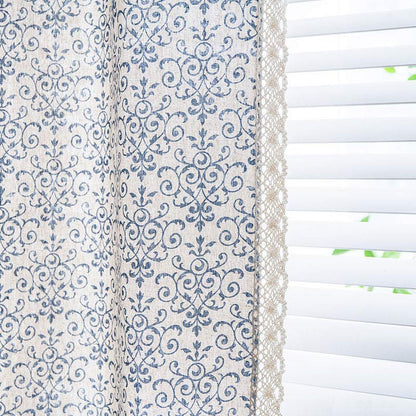 Ownkoti Boho Blue Pattern Semi-Blackout Curtain