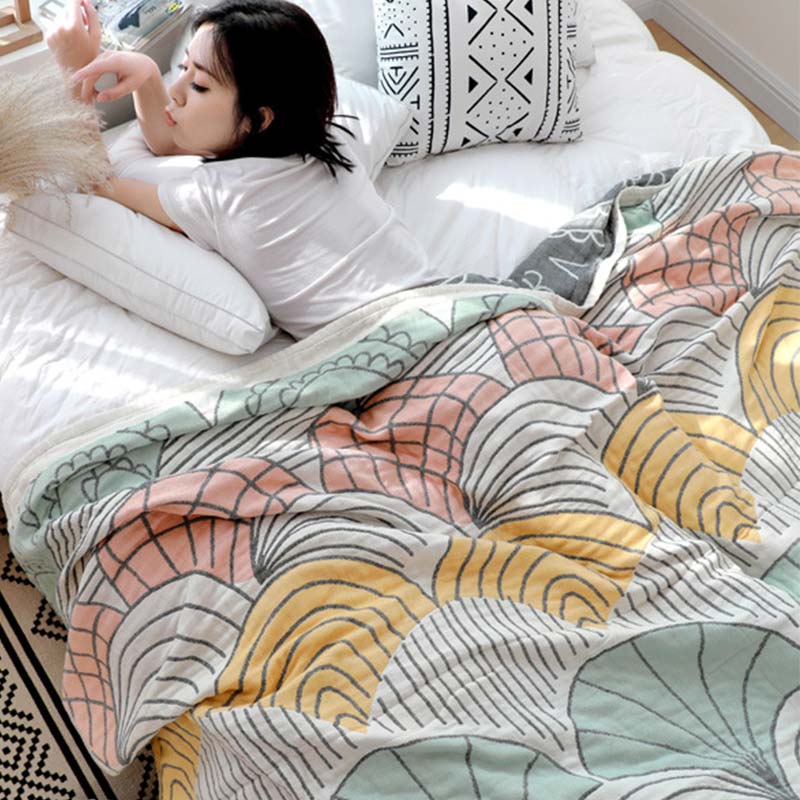 ownkoti Shell Print Cotton Quilt Reversible Blanket