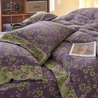 Floral Pattern Cotton Gauze Bedding Sets(4PCS)