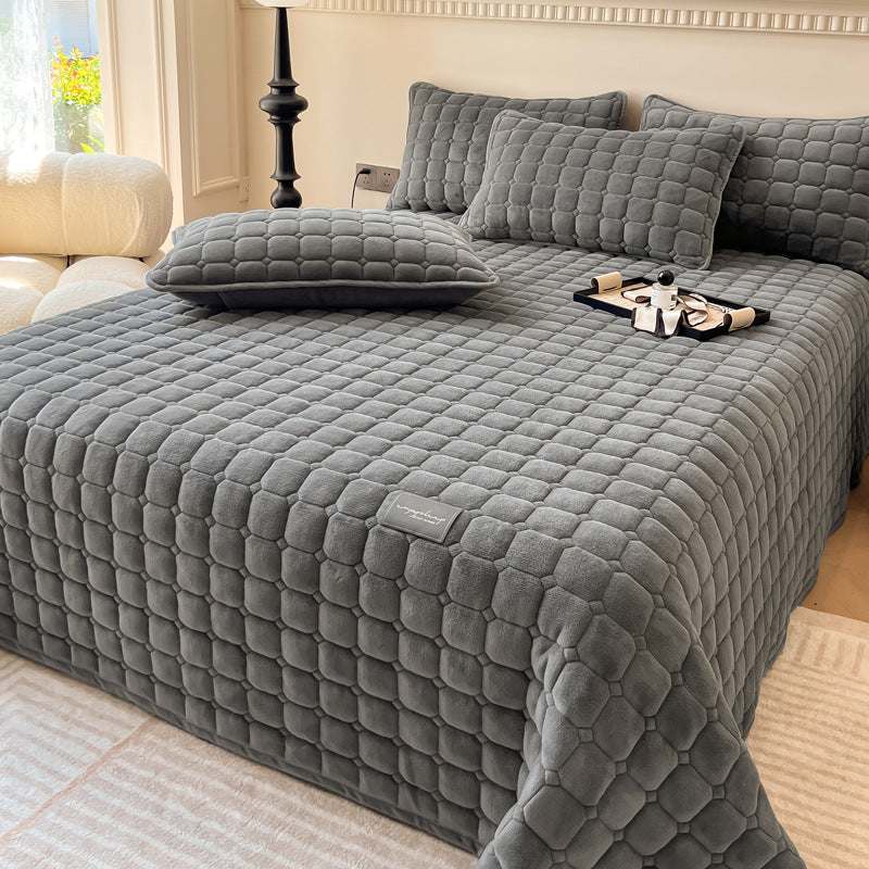 Modern Style Square Texture Soft Coverlet  - Coverlet - Dark Gray - King - image 0