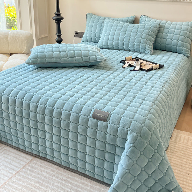Modern Style Square Texture Soft Coverlet  - Coverlet - Blue - King - image 13