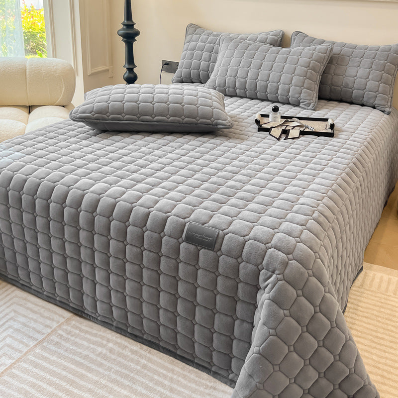 Modern Style Square Texture Soft Coverlet  - Coverlet - Gray - King - image 9