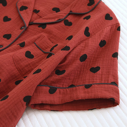 Heart Print Pure Cotton Pajama Set(3PCS) - image 3