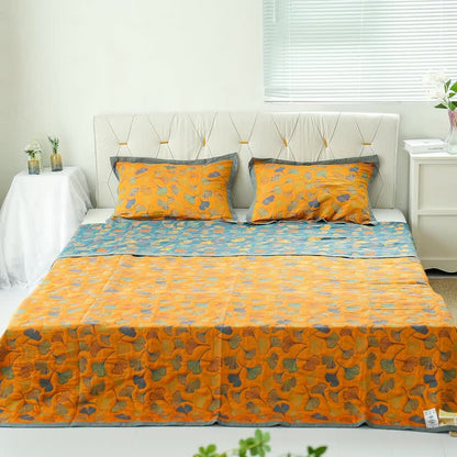 Ginkgo Leaf Pattern Cotton Reversible Quilt - image 4
