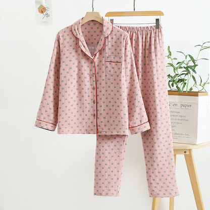 Checkered Jacquard Cotton Loungewear Set - Pink - XL - image 1
