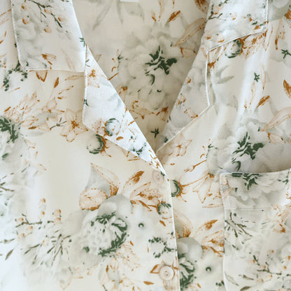 Rural Style Satin Lapel Nightwear Set