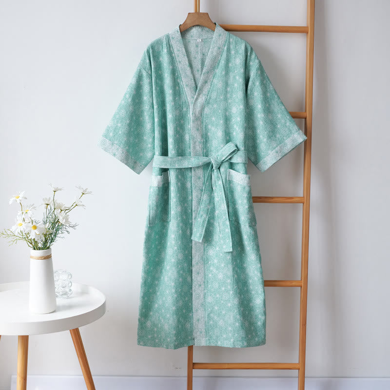 Elegant V-neck Cotton Gauze Summer Bathrobe - XXL - image 0
