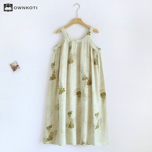 Floral Bamboo Fiber Sleeveless Nightgown