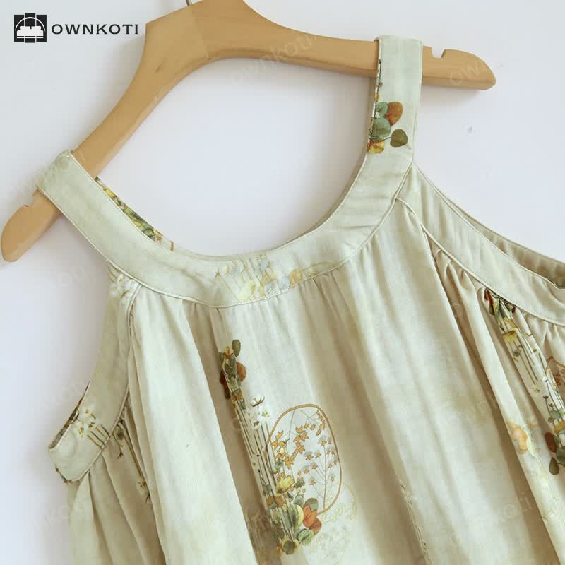Floral Bamboo Fiber Sleeveless Nightgown
