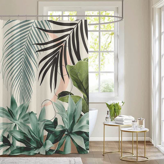 Tropical Style Leaf Decorative Shower Curtain