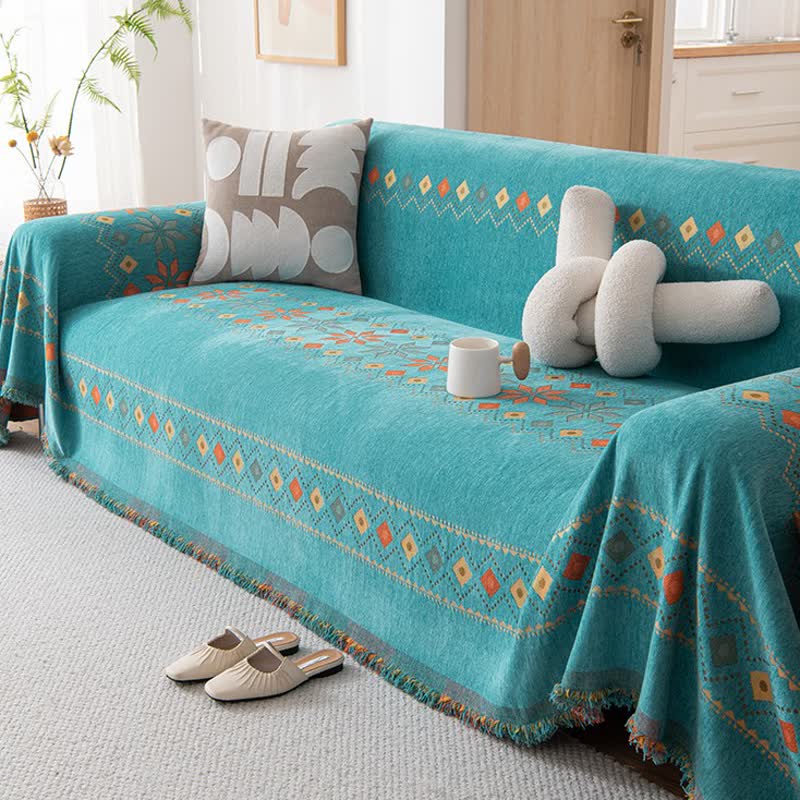 Bohemian Geometric Chenille Sofa Protector