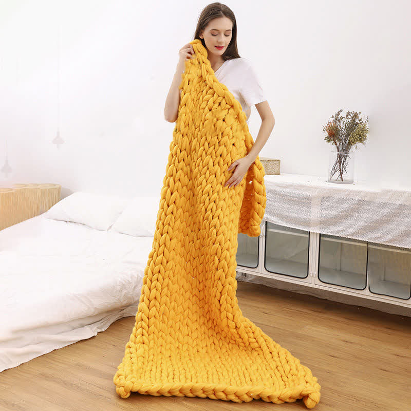 Solid Color Soft Knitted Weighted Blanket - Yellow - 59" x 71" - image 1