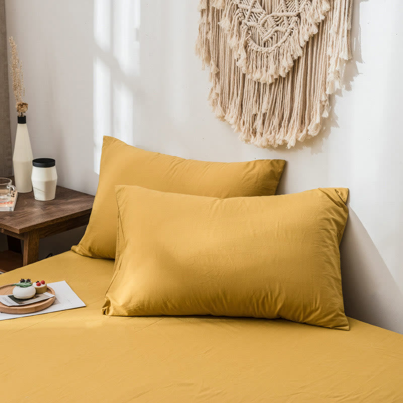 Simple Soft Cotton Pillowcase (2PCS) - Yellow - 48cm x 74cm - image 0