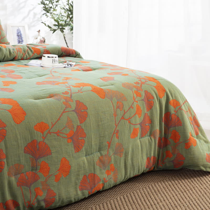 Rustic Ginkgo Leaf Cotton Gauze Bedding  - image 2