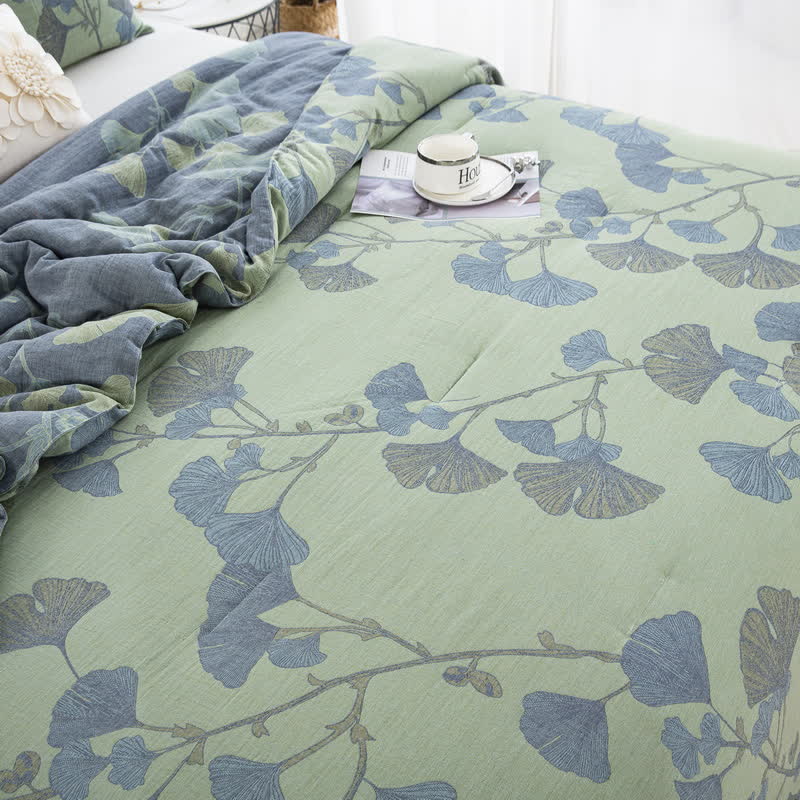 Rustic Ginkgo Leaf Cotton Gauze Bedding  - image 10