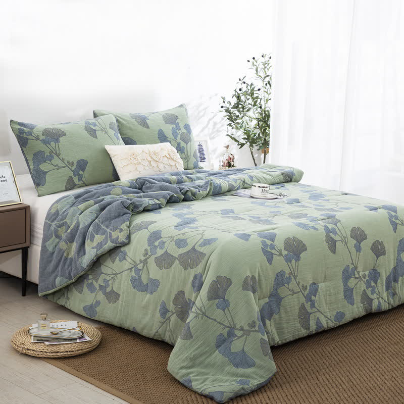 Rustic Ginkgo Leaf Cotton Gauze Bedding  - image 6