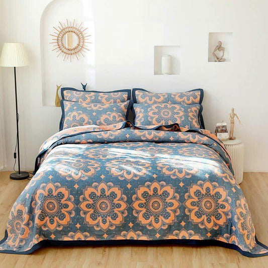 Cosmos Blue Six Layer Cotton Quilt