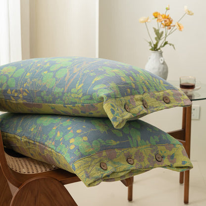 Lotus Pond Cotton Gauze Button Bedding Set (4PCS) - image 4